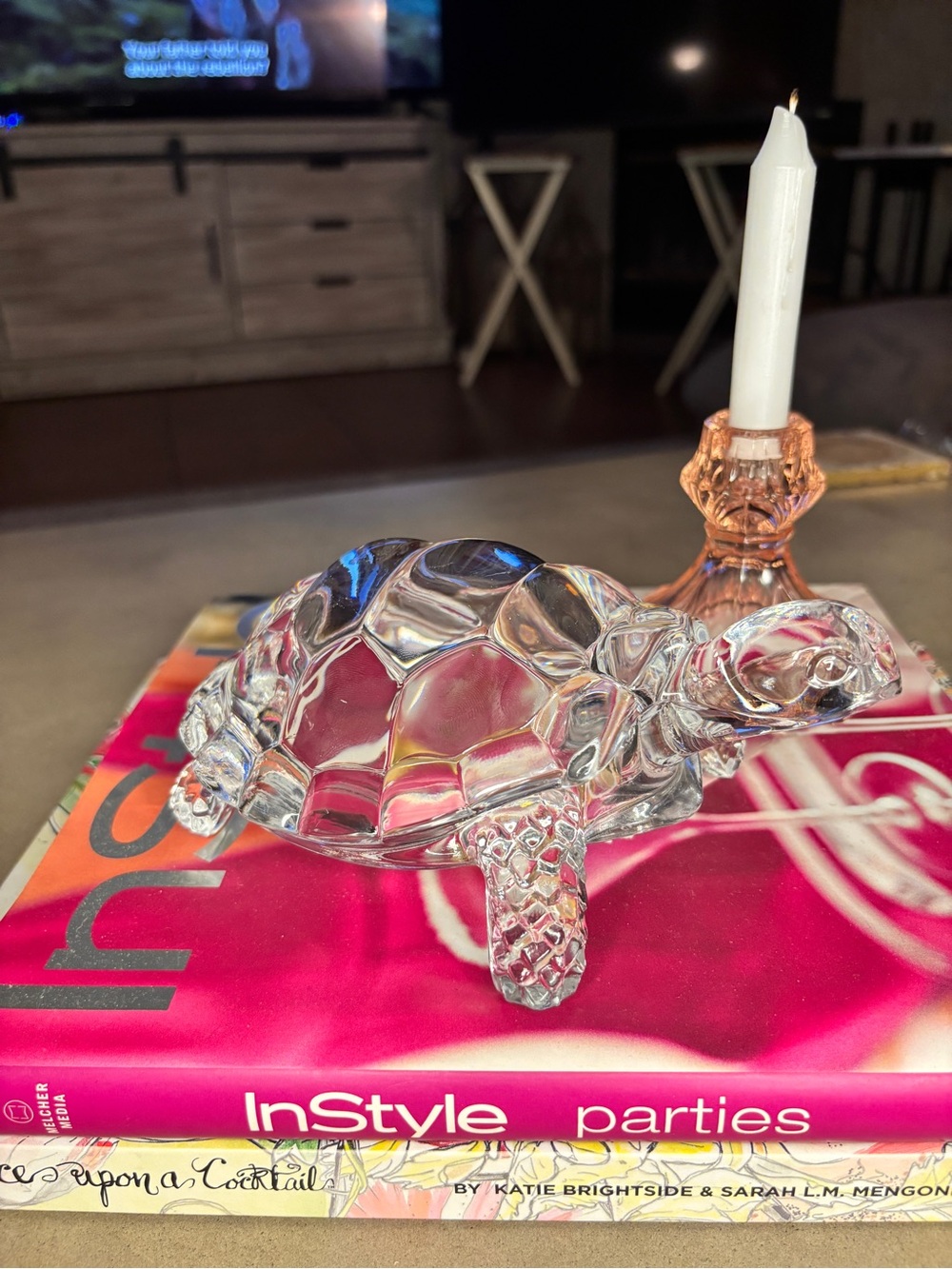 Large Clear Crystal Glass Turtle Tortoise Figurine Paperweight 7” Art Glass